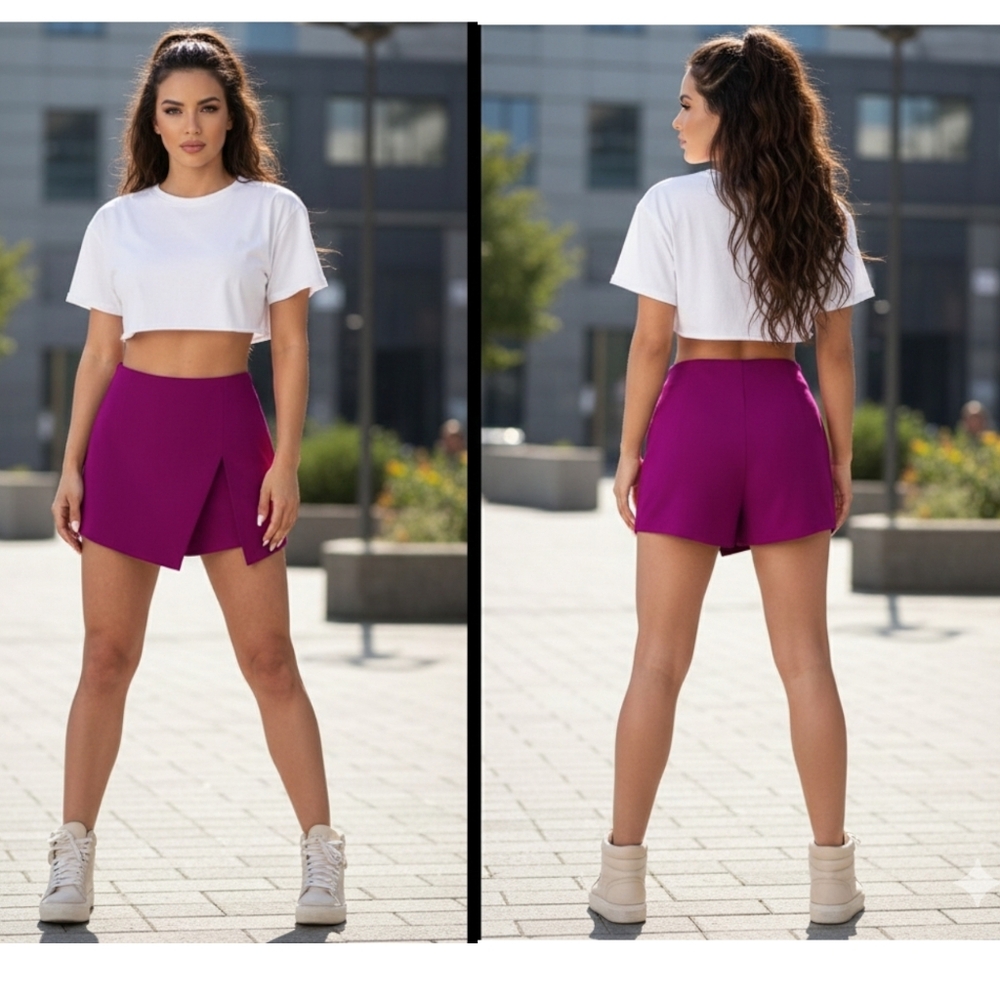 Royal Fuchsia Violet Split Skorts